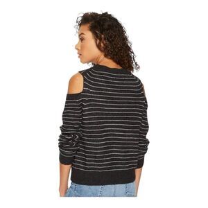Lucky Brand black and white stripped cold shoulder sweater XL NWT